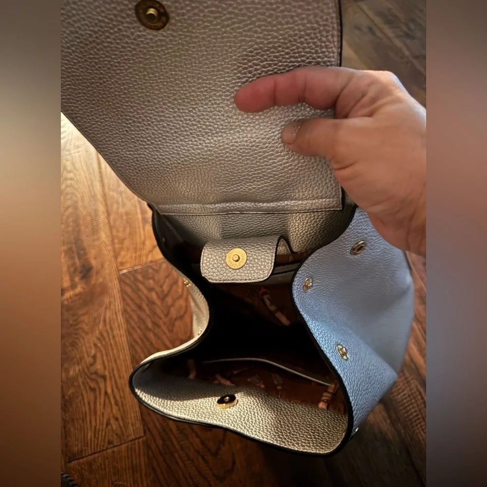 Elegant Gray Backpack with Silver Accent